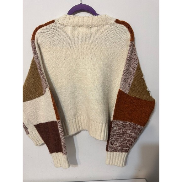 LUNA IVY ANTHROPOLOGIE DOEN STYLE CHUNKY COLORBLOCK CARDIGAN medium nwot - Picture 3 of 5